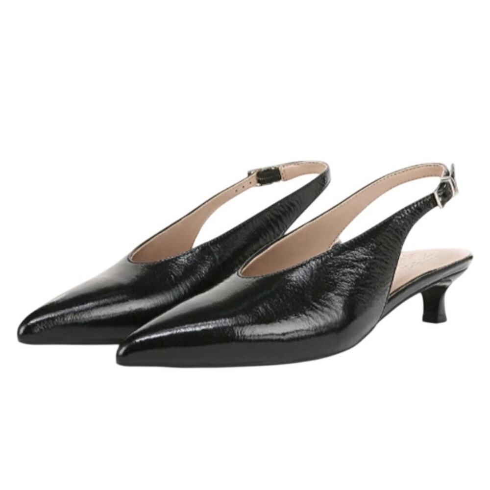 Naturalizer Black Patent Leather Slingback Kitten Heels